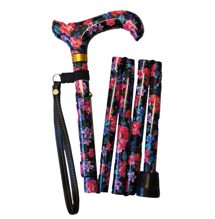 K�pp hopf�llbar - blommig p� svart botten