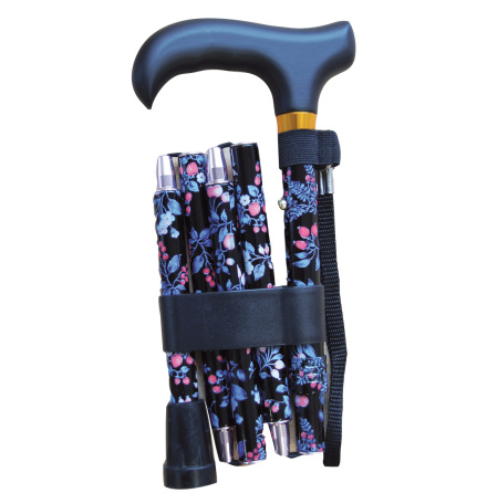 Hopf�llbar k�pp - svart med r�da k�rsb�r, handledsrem, 5-delad